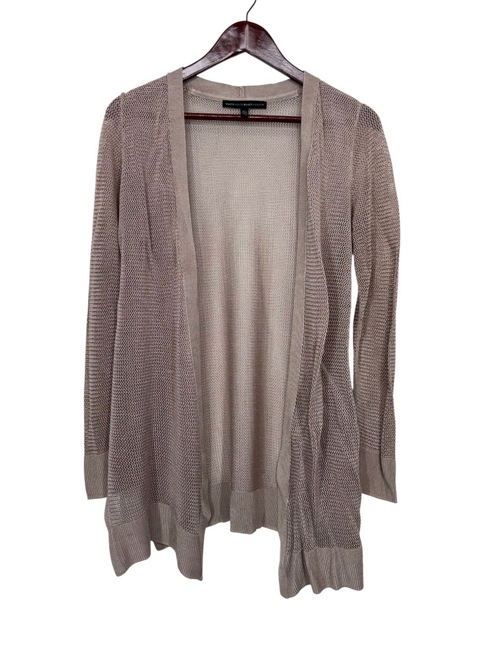 White House Black Market Taupe Open Stitch Longline Cardigan Size Large